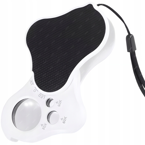 LUPA JUBILERSKA SZKŁO POWIĘKSZAJĄCE KIESZONKOWA LED+UV 30X 60X 90X RT0348