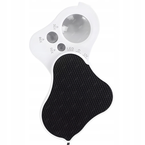 LUPA JUBILERSKA SZKŁO POWIĘKSZAJĄCE KIESZONKOWA LED+UV 30X 60X 90X RT0348