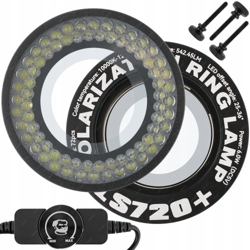 OŚWIETLENIE POLARYZACYJNE MIRKOSKOPU +FILTR ND MECHANIC LS720+ 72xLED