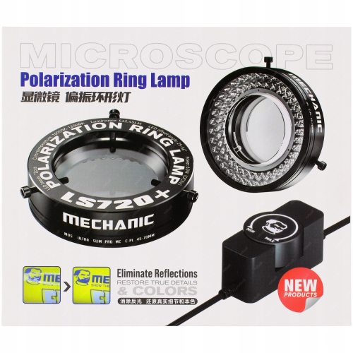 OŚWIETLENIE POLARYZACYJNE MIRKOSKOPU +FILTR ND MECHANIC LS720+ 72xLED