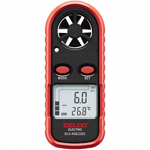 ANEMOMETR WIATROMIERZ DELIXI DLX-ANE2302 POMIAR TEMPERATURY PRĘDKOŚĆ WIATRU