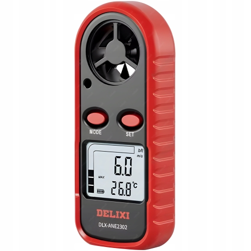 ANEMOMETR WIATROMIERZ DELIXI DLX-ANE2302 POMIAR TEMPERATURY PRĘDKOŚĆ WIATRU