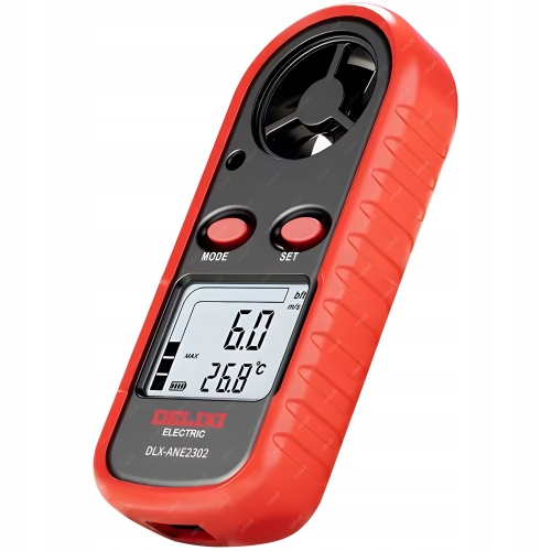 ANEMOMETR WIATROMIERZ DELIXI DLX-ANE2302 POMIAR TEMPERATURY PRĘDKOŚĆ WIATRU