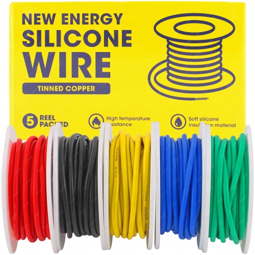 PRZEWÓD SILIKONOWY 20 AWG 5x10m CZERWONY NIEBIESKI ZIELONY ZÓŁTY CZARNY 50m