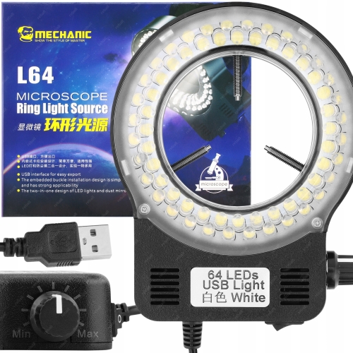 REGULOWANE OŚWIETLENIE DO MIKROSKOPU LAMPA MECHANIC L64 64xLED 64mm BLACK
