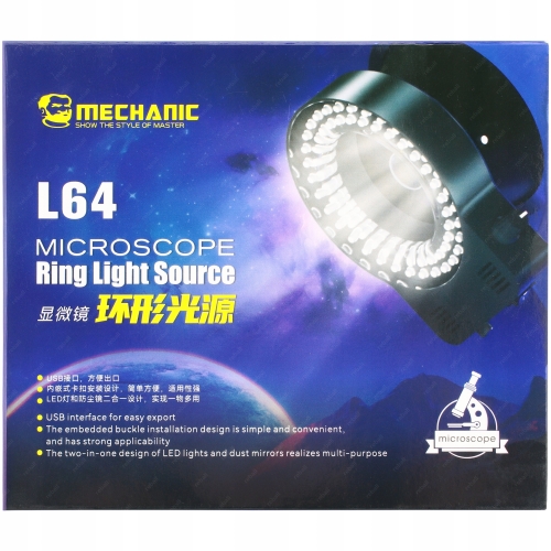 REGULOWANE OŚWIETLENIE DO MIKROSKOPU LAMPA MECHANIC L64 64xLED 64mm BLACK