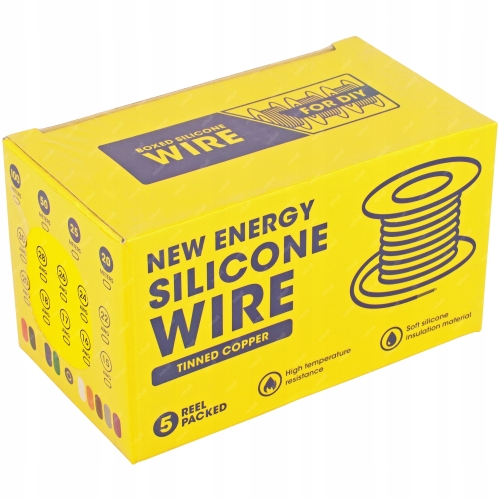 PRZEWÓD SILIKONOWY 18 AWG 5x 5m CZERWONY NIEBIESKI ZIELONY ZÓŁTY CZARNY 25m