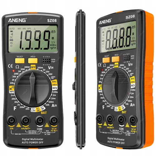 MULTIMETR RĘCZNY UNIWERSALNY MIERNIK CYFROWY NAPIĘCIA ANGEN SZ08 ZESTAW