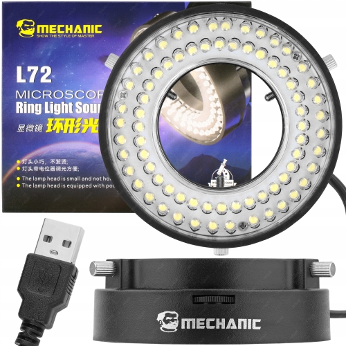 REGULOWANE OŚWIETLENIE DO MIKROSKOPU LAMPA MECHANIC L72 72xLED 62mm BLACK