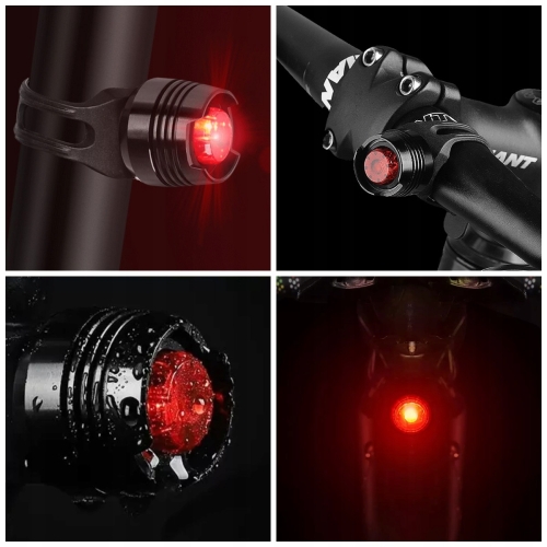 LAMPKA ROWEROWA TYLNA TYŁ LED ALUMINIOWA OŚWIETLENIE ROWEROWE 3 TRYBY MIGA