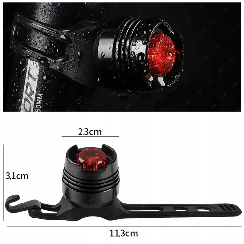 LAMPKA ROWEROWA TYLNA TYŁ LED ALUMINIOWA OŚWIETLENIE ROWEROWE 3 TRYBY MIGA