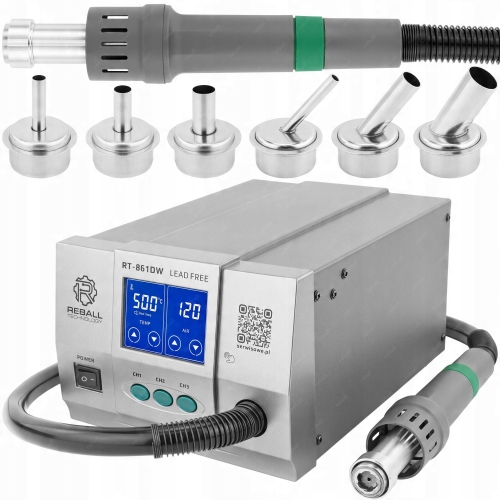 STACJA LUTOWNICZA HOT AIR SPAWARKA PLASTIKU REBALL RT-861DW 1300W + 6 DYSZ