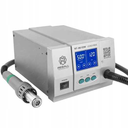 STACJA LUTOWNICZA HOT AIR SPAWARKA PLASTIKU REBALL RT-861DW 1300W + 6 DYSZ
