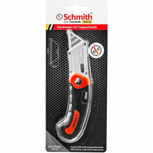 NÓŻ RĘCZNY Z OSTRZEM TRAPEZOWYM SCHMITH SKŁADANY SOLIDNY ERGONOMICZNY