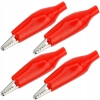 4SZT KROKODYLKI CZERWONE 27mm IZOLOWANY NA KABEL