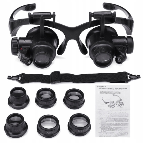 OKULARY POWIĘKSZAJĄCE DUŻE POWIĘKSZENIE 10x 15 x 20x 25x PODŚWIETLENIE LED