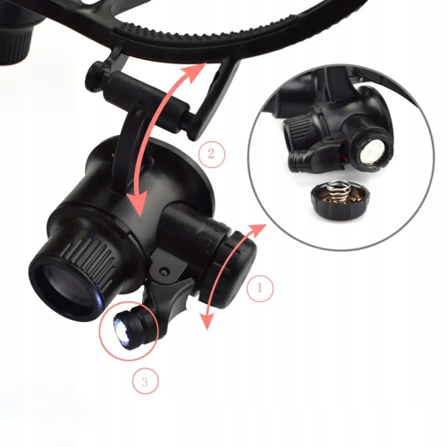 OKULARY POWIĘKSZAJĄCE DUŻE POWIĘKSZENIE 10x 15 x 20x 25x PODŚWIETLENIE LED