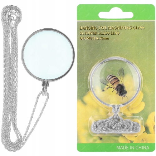 MINI LUPA JUBILERSKA SZKŁO POWIĘKSZAJĄCE 5x 42mm SREBRNY WISIOREK RT0351