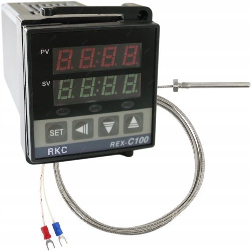 REGULATOR TEMPERATURY STEROWNIK REX C100 PRZEKAŹNIK 10A+CZUJ. TYPU K 5X50mm