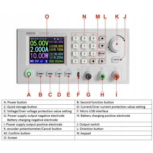PANELOWY MODUŁ ZASILACZ RD6018-W 0-60V 0-18A WiFi