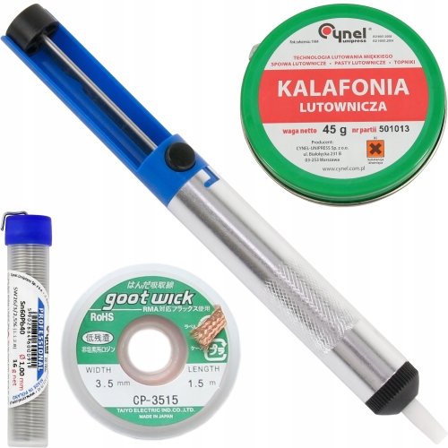 ZESTAW DO LUTOWANIA AKCESORIA LUTOWNICZE - CYNA 1MM KALAFONIA ODSYSACZ CYNY