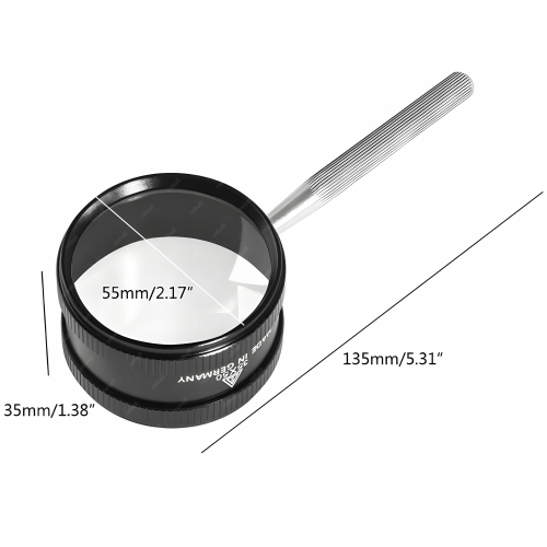 LUPA JUBILERSKA SZKŁO POWIĘKSZAJĄCE DUŻE Z UCHWYTEM RĄCZKĄ 10x 50mm RT0369