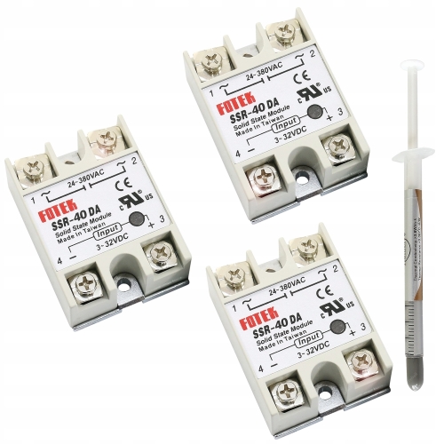 PRZEKAŹNIK SSR-40DA 40A DC-AC FOTEK ZESTAW 3szt. + PASTA TERMOPRZEWODZĄCA
