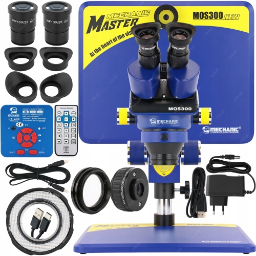 MIKROSKOP STEREOSKOPOWY TRINOKULAR MECHANIC MOS300-B11 6-45x KAM 48MP DX480