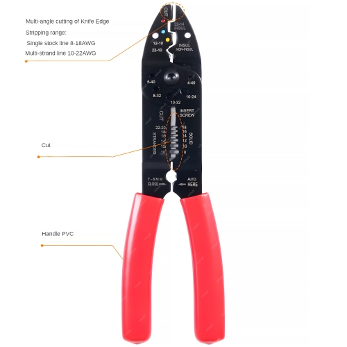 SZCZYPCE CĄŻKI ZACISKARKA KONEKTORÓW 6w1 OBCINACZKI DO PRZEWODÓW I IZOLACJI