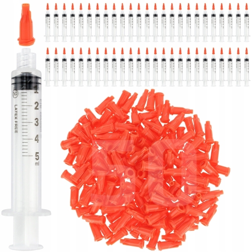 50x STRZYKAWKA 5ml + 50x LUER LOCK KOREK ZATYCZKA DO FLUX TOPNIK PASTA ŻEL