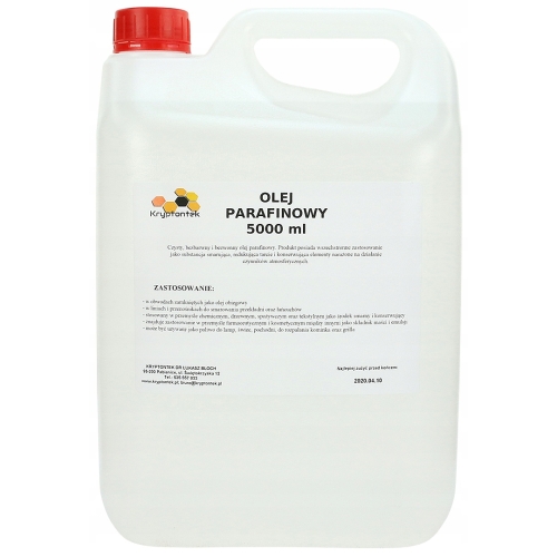 OLEJ PARAFINOWY 5L CZYSTA CIEKŁA PARAFINA JAKOŚĆ KOSMETYCZNA SMAR SKŁADNIK