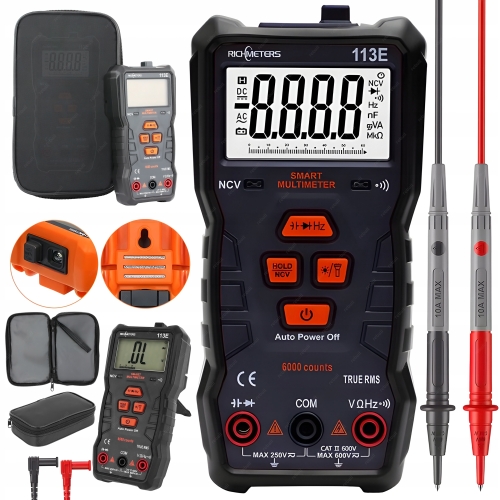 MULTIMETR RĘCZNY CYFROWY MIERNIK NAPIĘCIA PRĄDU 113E AUTOMATYCZNY + ETUI