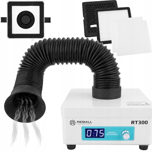 POCHŁANIACZ DYMU PYŁU ZAPACHÓW OPARÓW SKUTECZNY RT300 + 4X FILTR 99,97%