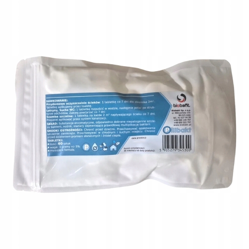 TABLETKI DO OCZYSZCZALNI PRZYDOMOWEJ BAKTERIE DO SZAMBA - PILLBAKT 40SZT
