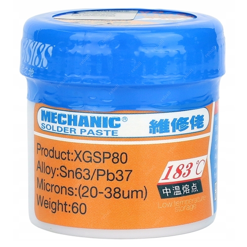 TOPNIK MECHANIC XGSP80 60g FLUX PASTA LUTOWNICZA DO LUTOWANIA BGA SMD 183C