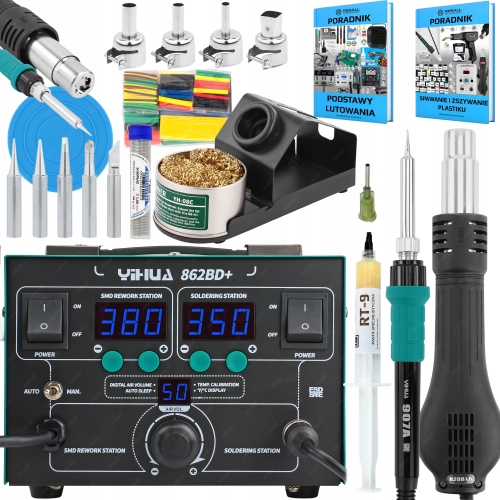 ZESTAW STACJA LUTOWNICZA HOT AIR 2w1 YIHUA 862BD+ SPAWARKA PLASTIKU Lv2