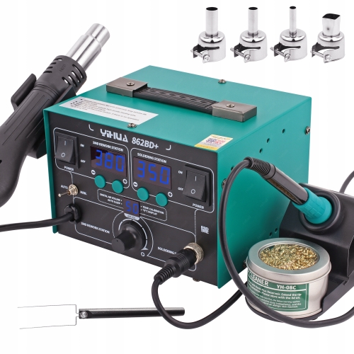 ZESTAW STACJA LUTOWNICZA HOT AIR 2w1 YIHUA 862BD+ SPAWARKA PLASTIKU Lv2