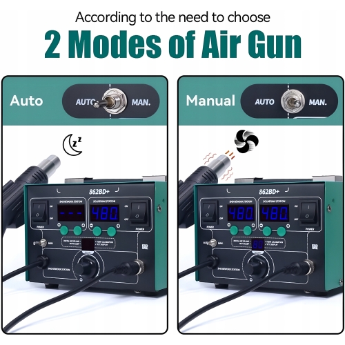 ZESTAW STACJA LUTOWNICZA HOT AIR 2w1 YIHUA 862BD+ SPAWARKA PLASTIKU XLv1