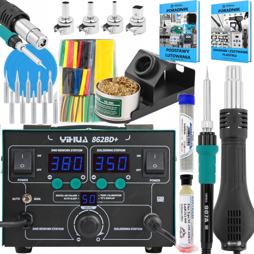 ZESTAW STACJA LUTOWNICZA HOT AIR 2w1 YIHUA 862BD+ SPAWARKA PLASTIKU XLv1