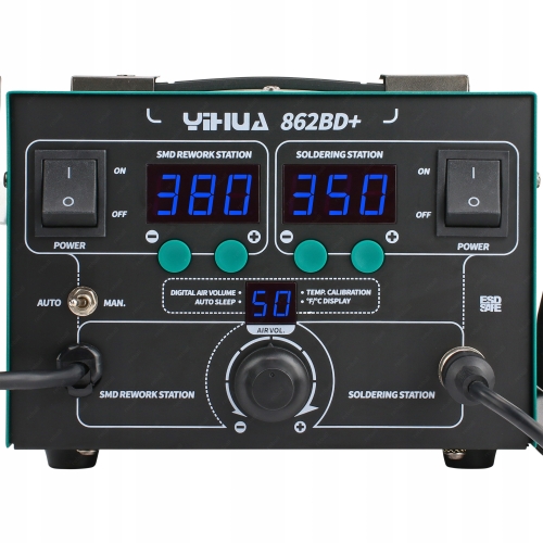 ZESTAW STACJA LUTOWNICZA HOT AIR 2w1 YIHUA 862BD+ SPAWARKA PLASTIKU XLv1