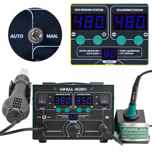 ZESTAW STACJA LUTOWNICZA HOT AIR 2w1 YIHUA 862BD+ ZSZYWARKA PLASTIKU v1