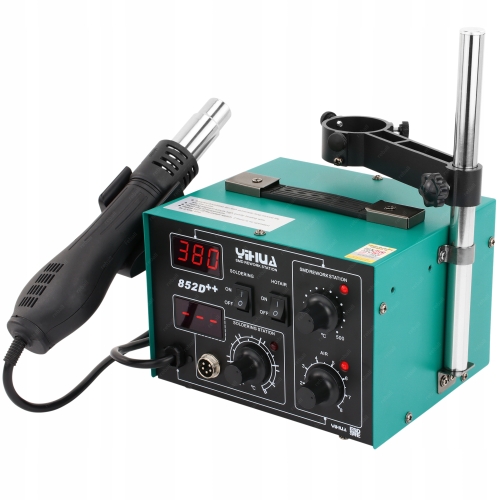 ZESTAW STACJA LUTOWNICZA HOT AIR 2w1 YIHUA 852D++ SPAWARKA PLASTIKU XLv1