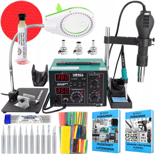 ZESTAW STACJA LUTOWNICZA HOT AIR 2w1 YIHUA 852D++ SPAWARKA PLASTIKU XLv1