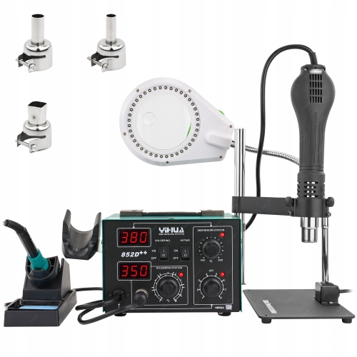 ZESTAW STACJA LUTOWNICZA HOT AIR 2w1 YIHUA 852D++ SPAWARKA PLASTIKU XLv1