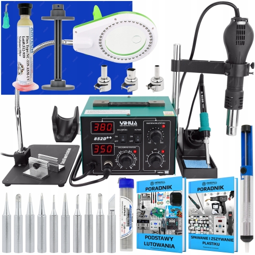 ZESTAW STACJA LUTOWNICZA HOT AIR 2w1 YIHUA 852D++ SPAWARKA PLASTIKU XLv2