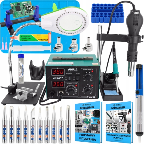 ZESTAW STACJA LUTOWNICZA HOT AIR 2w1 YIHUA 852D++ SPAWARKA PLASTIKU XXLv2