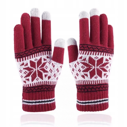 RĘKAWICZKI DOTYKOWE DO TELEFONU ZIMOWE RĘKAWICZKI DAMSKIE MĘSKIE CZERWONE