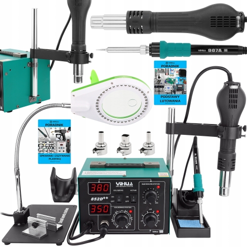 ZESTAW STACJA LUTOWNICZA HOT AIR 2w1 YIHUA 852D++ 740W SPAWARKA PLASTIKU
