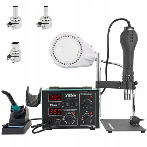 ZESTAW STACJA LUTOWNICZA HOT AIR 2w1 YIHUA 852D++ 740W SPAWARKA PLASTIKU