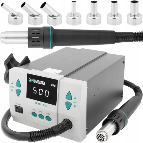 ZESTAW STACJA LUTOWNICZA HOT AIR SPAWARKA PLASTIKU AIFEN 861DW 1000W XLv3